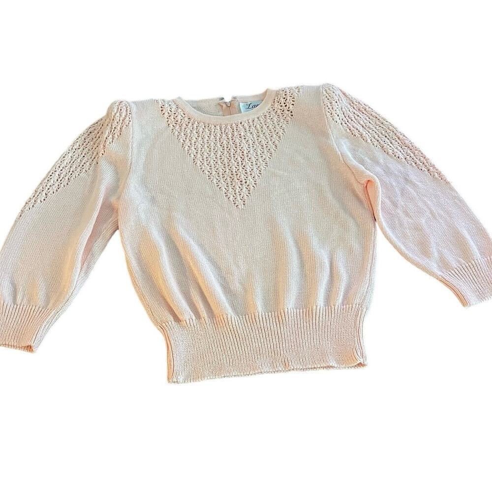 Vintage 70's Peach Vintage Dainty Knit Laura Alyzia Sweater Skirt Set-Size 10 - Picture 2 of 12